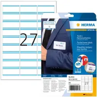 Herma Étiquettes badges textile 4513 - 63,5 x 29,6 mm – repositionnable - bord bleu - 27 étiquettes par feuille - paquet de 20 feuilles