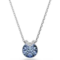Swarovski Bella V Halskette Rundschliff Blau Rhodiniert