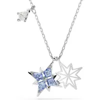 Swarovski Pendentif Symbolica, Étoile, Bleu, Métal Rhodié