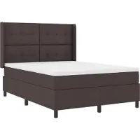 vidaXL Lit boxspring à LED avec tête de lit, marron foncé, 140 x 190 cm, tissu