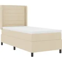 vidaXL LED Lit Boxspring avec matelas Crème 100 x 200 cm Tissu