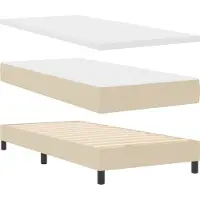 vidaXL Lit boxspring avec tête de lit, couleur crème, 200 x 90 cm, tissu