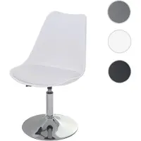 Mendler Chaise pivotante Malmö T501, chaise de cuisine, réglable en hauteur, similicuir blanc, socle chromé
