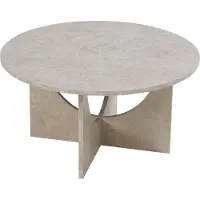 En.casa Table basse 'Rindal' ronde 80 x 42 cm aspect béton, clair