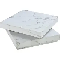 En.casa Table basse 'Florenz' Table de salon carrée 76 x 76 x 38 cm plateau pivotant imitation marbre, blanc