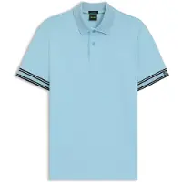 BOSS Polo Slim en coton avec bas de manches à rayures