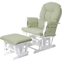 Mendler Fauteuil relax HWC-C76 fauteuil à bascule, rocking-chair, tissu vert clair, monture blanche