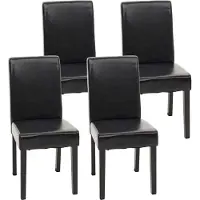 Mendler Lot de 4 chaises de séjour Littau, cuir reconstitué, noir, pieds foncés
