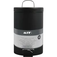 MSV Poubelle Noire 3l Pédale Et Seau Amovible -
