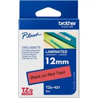 Brother TZe-431 - (12 mm) - Noir sur rouge - Ruban