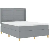 vidaXL Lit boxspring avec bandes lumineuses LED, gris clair, 140 x 200 cm, tissu