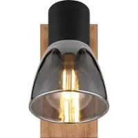 Globo Lampe murale Claude noir avec bois