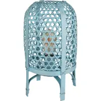 Globo Lighting Lampe de table, métal, bambou tressé, bleu, H 37 cm