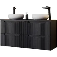 En.casa Meuble double vasque 'Skelbolu' avec 2 x lavabos en céramique 2 tiroirs rainurés 120 x 72 x 40 cm Noir