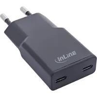 InLine USB bloc d'alimentation chargeur Dual USB-C, PD, PPS, 30W, noir