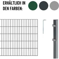 Alberts 673000 Clôture en treillis double comme set complet de clôture de 16 pièces, anthracite, hauteur 143 cm, longueur 17,5 m