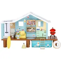 Famosa Bluey - Jeu de cabines de plage, maison de plage Blue Doggy, avec accessoires, piscine, lunettes, flotteur, (BLY66000) BLUEY