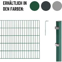 Alberts 651077 Clôture en treillis double comme set complet de clôture de 14 pièces, vert, hauteur 180 cm, longueur 12 m