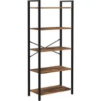 Songmics Étagère à 5 Niveaux, Bibliothèque avec structure en acier, pour salon, Bureau, entrée, Style Industriel, Marron Rustique et Noir