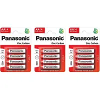Panasonic Lot de 3 Blisters de 4 Piles Red Zinc-Carbon AA LR06-1,5 V