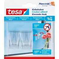 TESA Crochet adhésif pour surfaces transparentes et verre 1 kg, 2 pièces