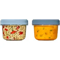 Oxo 2er Set Good Grips Twist & Stack Aufbewahrungsbox, Boîte de conservation, Bleu, Transparent