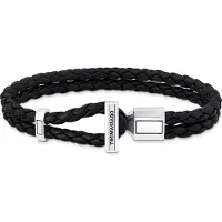Thomas Sabo Bracelet 'Armband Doppelt Geflochtenes Leder Schwarz' noir