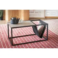 PIB Table basse scandinave porte-revue en pierre Ibiza