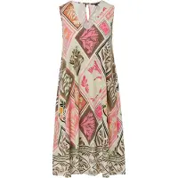 Comma Robe chocolat / vert pastel / rose clair / noir