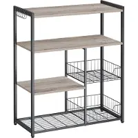 Vasagle Étagère de cuisine, Étagère sur pied avec 2 paniers métalliques, 35 x 80 x 95 cm