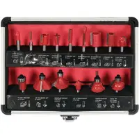 YATO Ensemble de fraises pour bois - - 15 pièces - Carbure - Tige Ø 6 mm - Pack