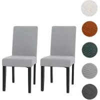 Mendler Lot de 2 chaises de salle à manger Littau, chaise de cuisine à dossier haut, tissu/textile Velours Bois gris clair, pieds foncés