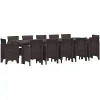 vidaXL Ensemble de jardin pour repas, 13 pièces, marron, rotin