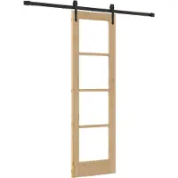 vidaXL Porte coulissante , 61 x 198,5 cm, en bois massif de pin et en verre, finition naturelle