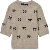 Vero Moda Pull-over 'VMDOFFY INTARSIA' greige / noir