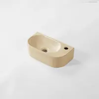 Qeramiq Pure Lavabo pour WC - 40x22x12cm - Droit - Lisse - semi-circulaire - 1 trou de robinet - Céramique - Beige mat 8716RB