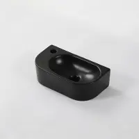 Qeramiq Pure Lave-mains - 40x22x12cm - Gauche - Lisse - demi-rond - 1 trou de robinet - Céramique - Noir mat DX-8718RMB