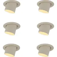 QAZQA Ensemble de 6 spots encastrables beige GU10 50mm rond orientable et inclinable - Installa