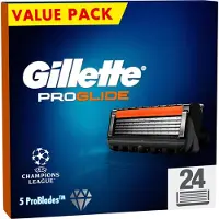 Gillette ProGlide pour hommes – Paquet de 24 recharges avec tondeuse de précision et 5 lames anti-friction
