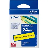 Brother TZe-651 - (24 mm x 24 mm) - Noir sur jaune - Ruban