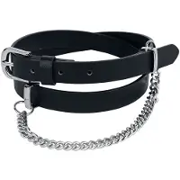 Rock Rebel by EMP Ceinture de - Ceinture Noire Fine Avec Chaîne Décorative - pour Femme - noir - Taille 115 cm