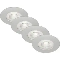 Briloner - Jeu de 4 lampes encastrées plafond LED, lampes encastrées ultraplates, spots encastrés salle de bain, spots encastrés salle de bain IP44, chrome mat, 90x25 mm (DxH)