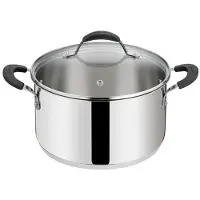 Lagostina Tempra Casserole Profonde Ø 20 Cm Avec Couvercle En Verre, Acier Inox 18/10, Fond Lagotherm, Induction, 3,2 L