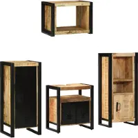 vidaXL Ensemble de meubles de salle de bain , 4 pièces, en bois massif de manguier, couleur marron et noir