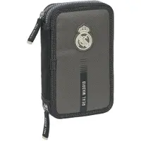 Real Madrid Trousse à crayons Safta avec deux compartiments, RM Team 24/25, gris foncé