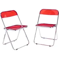 En.casa Chaise pliante 'Pornainen' set de 2 pièces structure acier rouge, transparent