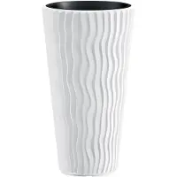 Prosperplast Pot à fleurs Sandy Slim, aspect ondulations (l 30 x H 53 x P 30 cm, blanc)