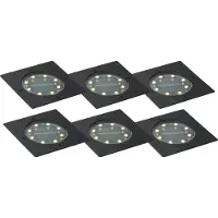 QAZQA Lot de 6 spots de sol noirs carrés avec LED IP65 solaire - Terry