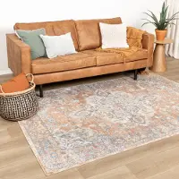 FRAAI Tapis lavable - Nova Medallion Terracotta | 140x200 cm | Rectangulaire | Pile courte