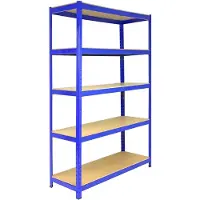MonsterShop 5 Rayonnages T-Rax en Acier Sans Boulons Bleus 120cm x 45cm x 180cm Cadre Acier Panneaux MDF